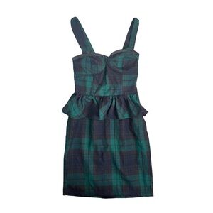 Tommy Girl Green Plaid Peplum Dress - Size XS - NWT